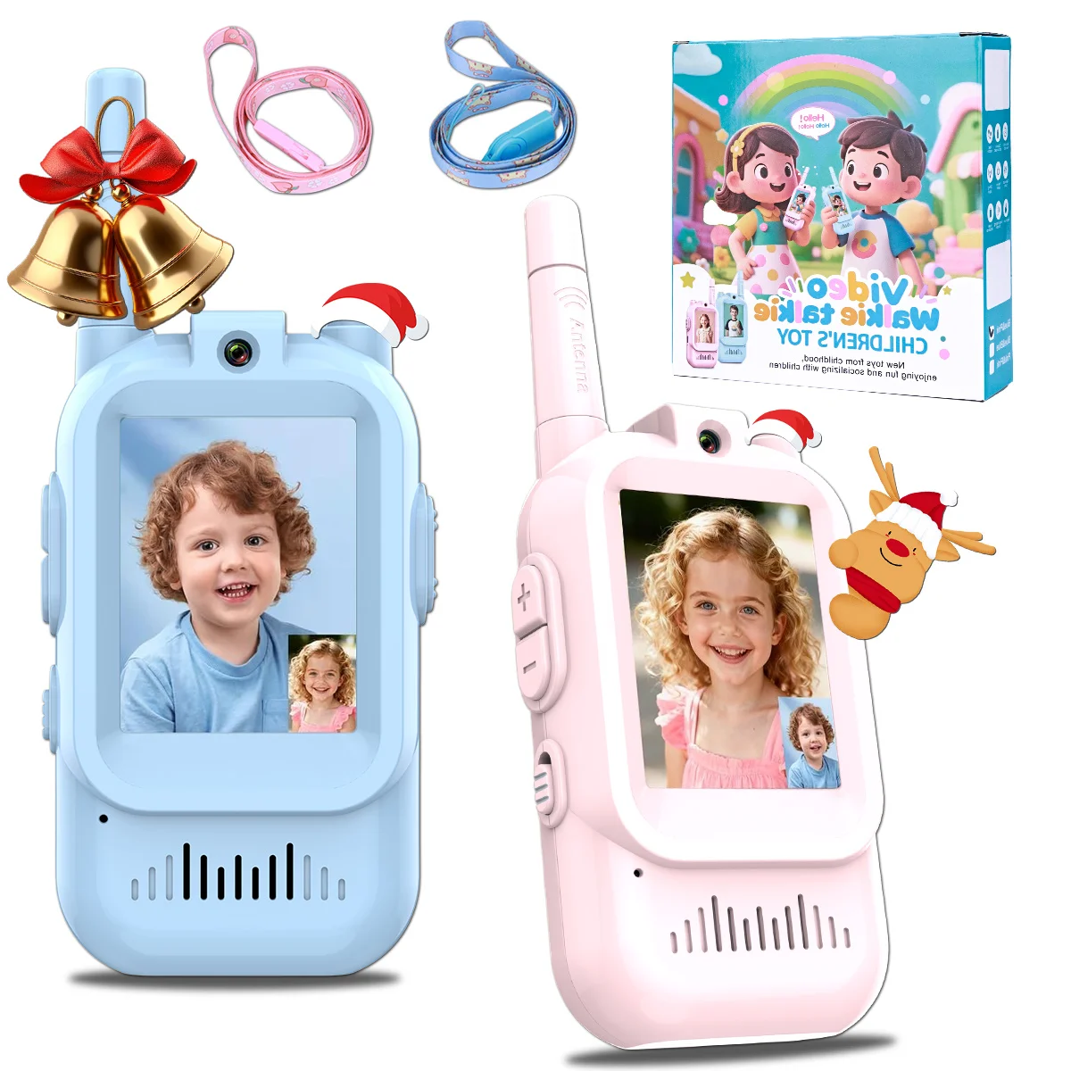 Kids Outdoor Voices - Dziecięce walkie-talkie wideo, zestaw 2 sztuk,