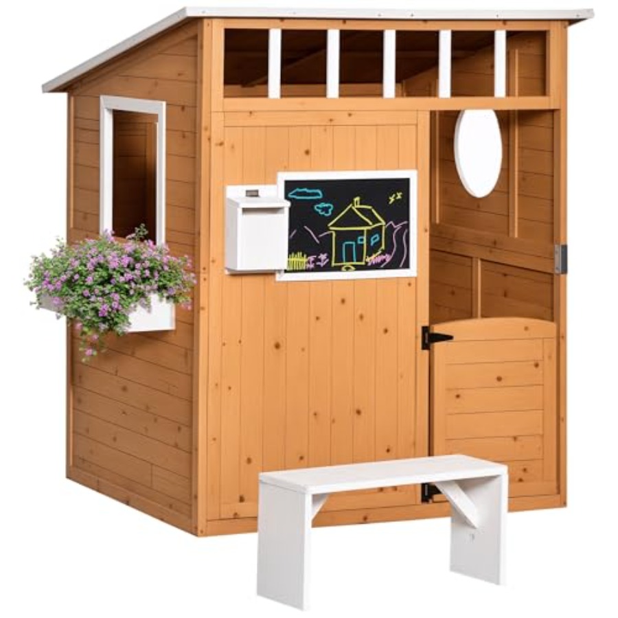 Kids Outdoor Playhouse - Drewniany domek do zabawy dla dzieci