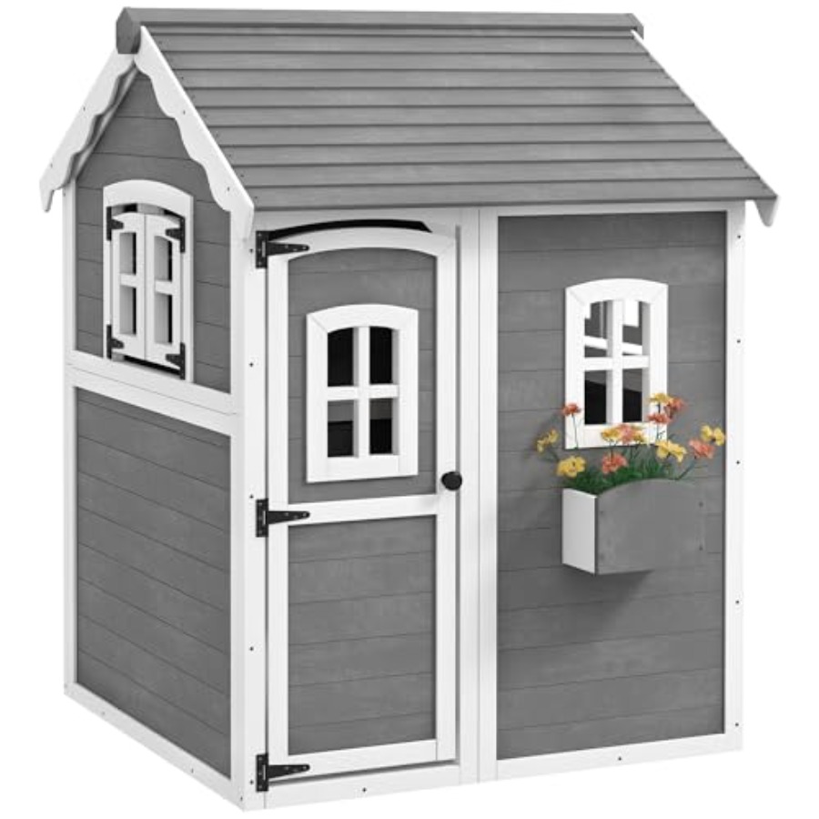 Kids Outdoor Playhouse - Drewniany domek do zabawy dla dzieci