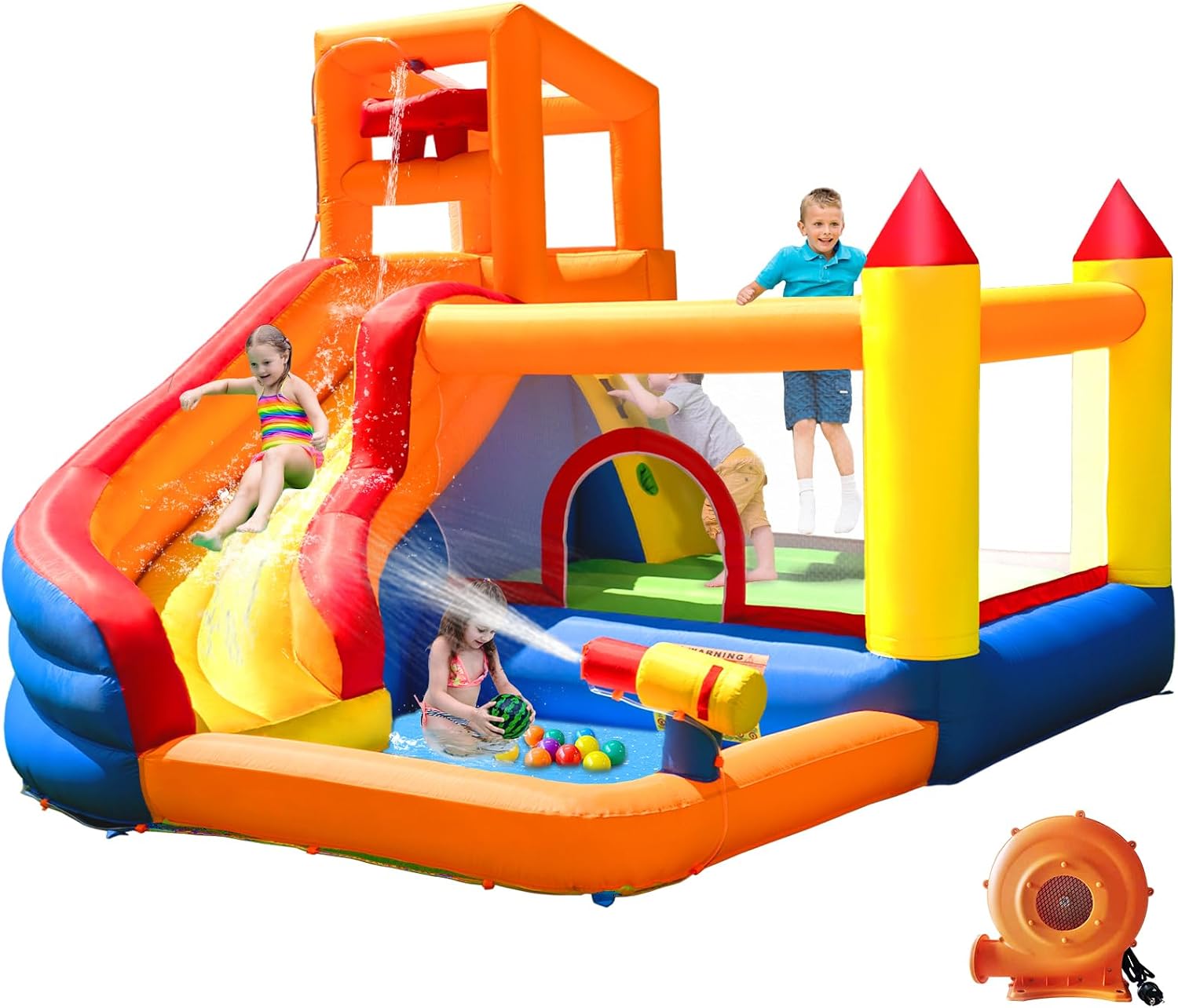 Kids Outdoor Playhouse - HuaKastro Dmuchana Zjeżdżalnia Wodna z Basenem