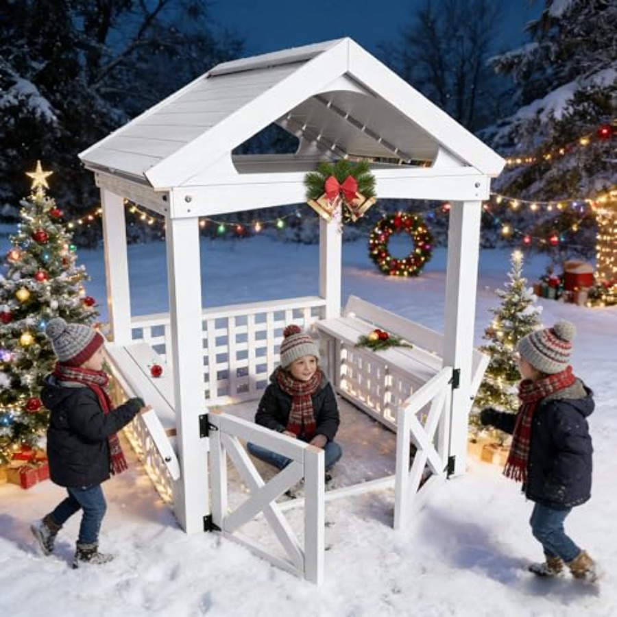 Kids Outdoor Playhouse - Drewniany domek do zabawy dla dzieci