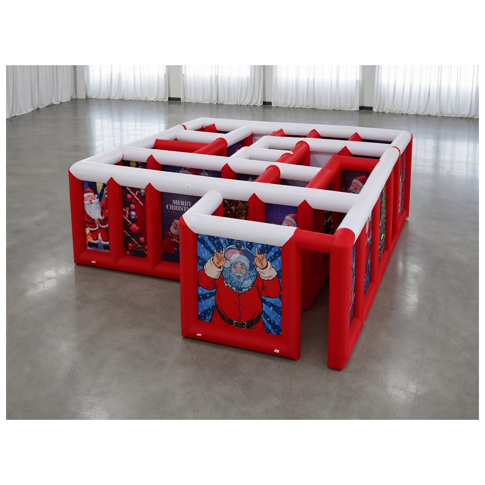 Kids Outdoor Games For Party - Duży czerwono-biały dmuchany labirynt z płaskim