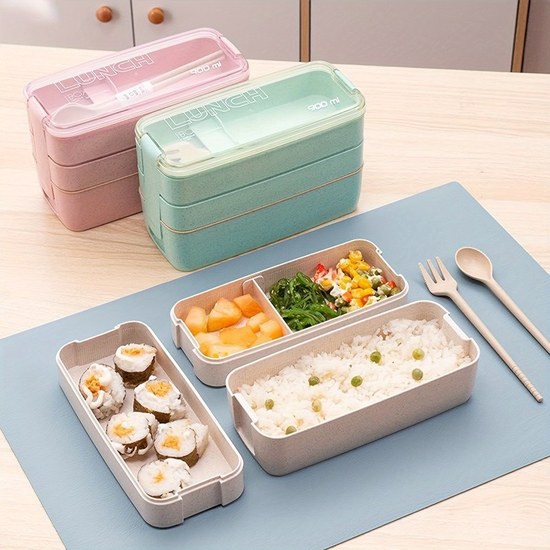 Kids Outdoor Dining Set - Przenośne pudełko Bento, 3-warstwowe pudełko na