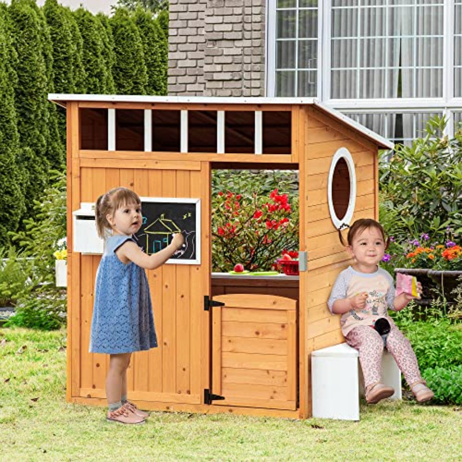 Drewniany domek do zabawy dla  – Kids Outdoor Playhouse recenzja i cena
