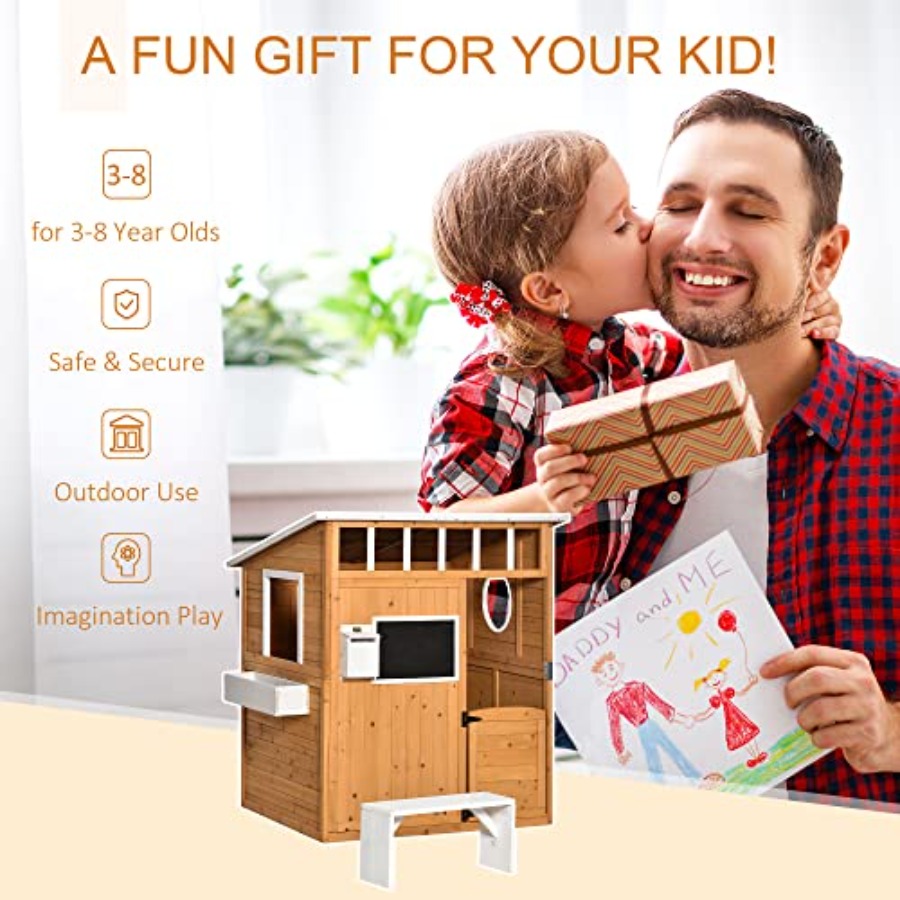 Drewniany domek do zabawy dla  – Kids Outdoor Playhouse recenzja i cena