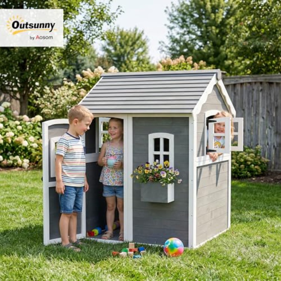 Drewniany domek do zabawy dla  – Kids Outdoor Playhouse recenzja i cena