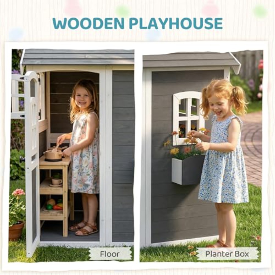 Drewniany domek do zabawy dla  – Kids Outdoor Playhouse recenzja i cena