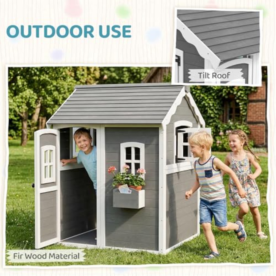 Drewniany domek do zabawy dla  – Kids Outdoor Playhouse recenzja i cena